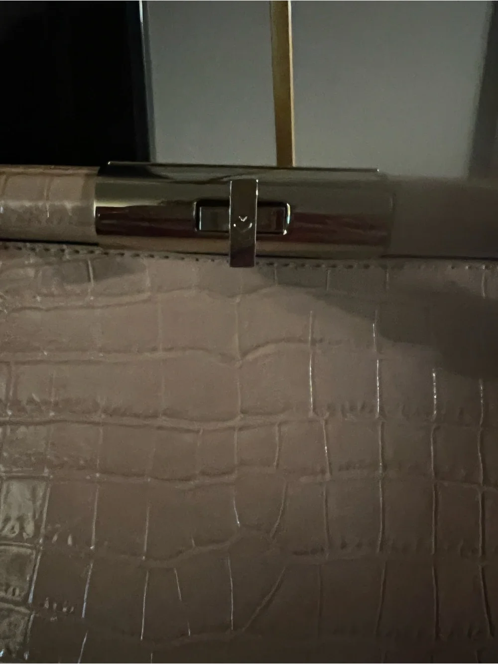 Kate Spade Vintage  Croc-Embossed Satchel in Blush Pink